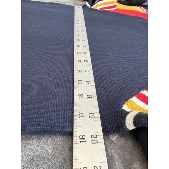 NWT J.Crew Men's Milano-Stitch Striped Sleeve Ski Sweater S Navy Red Yellow - Picture 8 of 10